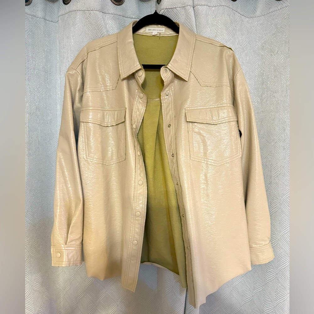 Cream Patent Leather Jacket